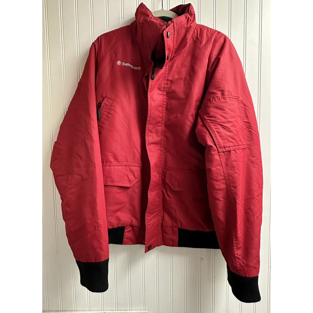 Landmark‎ Coat Men's Large Red Full Zip Snap Lined Jacket Inside Pockets